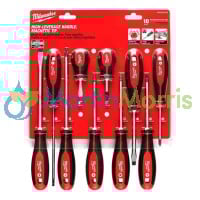 Milwaukee juego de destornilladores 10 piezas (pl-ph-square) punta magnética 4822-2710