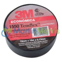 Cinta aisladora 3m temflex 1550 (comun) rollo 18mm por 10 metros