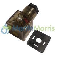 Conector solenoide 3 contactos 2+gnd con led 24 volt