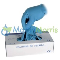 Guantes de Nitrilo celeste descartables caja 100 unidades