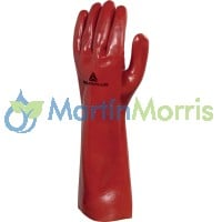 Guante Rojo de PVC Interior Algodón Tipo Petrolero Largo 40cm Talle 10