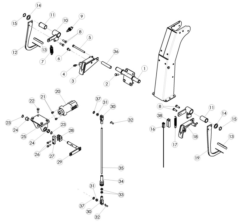 Despiece Favot MAC 3028 sección Pedal Freno y Embrague