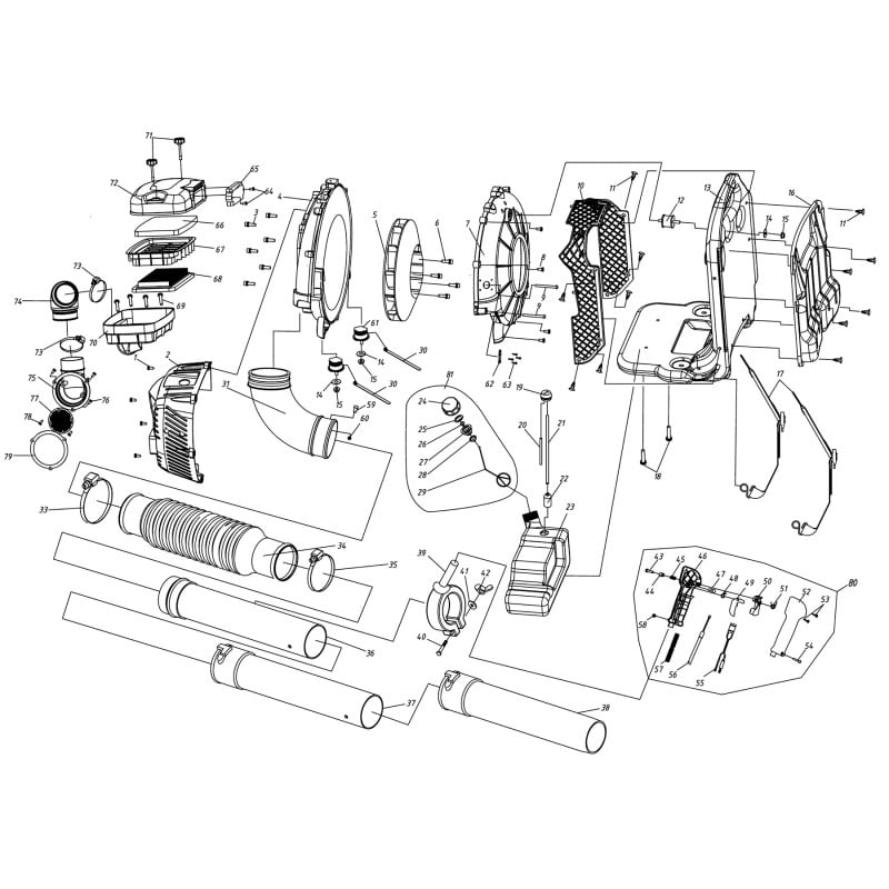 Repuestos Sensei Motosoplador BPB-650 tipo Mochila sistema Soplado