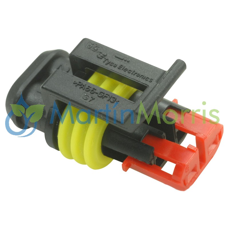 conector superseal 1.5 de 2 pines hembra con cuerpo macho color negro sellos amarillo