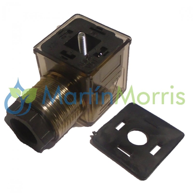 Conector solenoide 3 contactos 2+gnd con led 12 volt-1