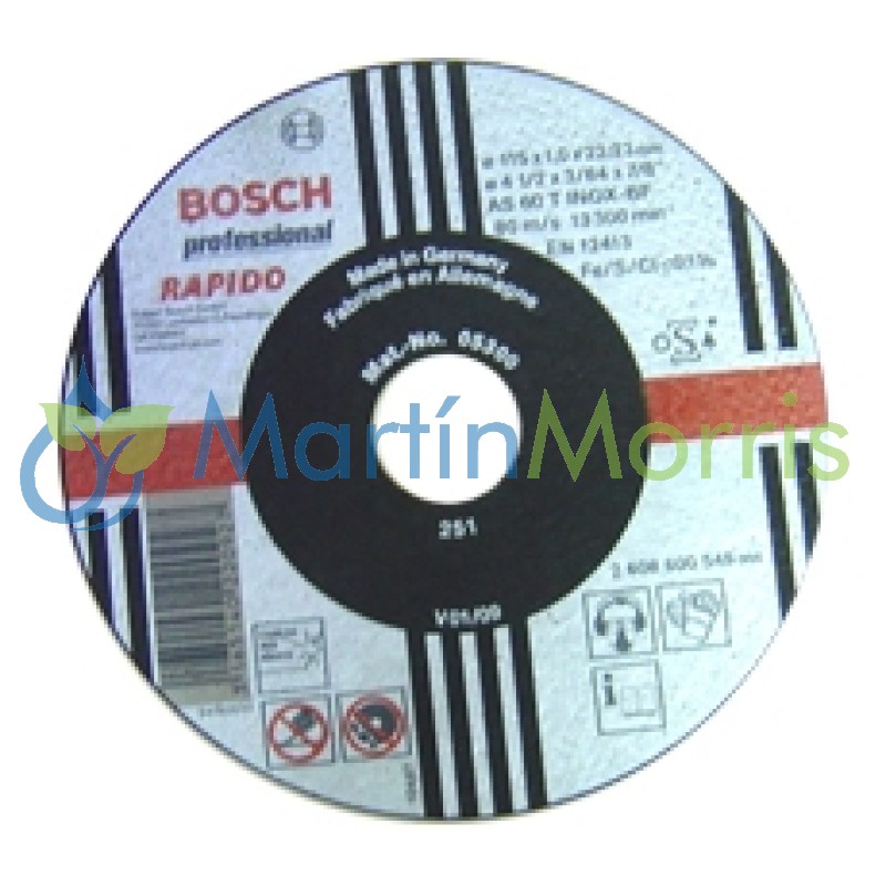 Disco de Corte Rápido Inoxidable Bosch 115 x 1 mm Cortes Precisos y Limpios en Acero Inoxidable