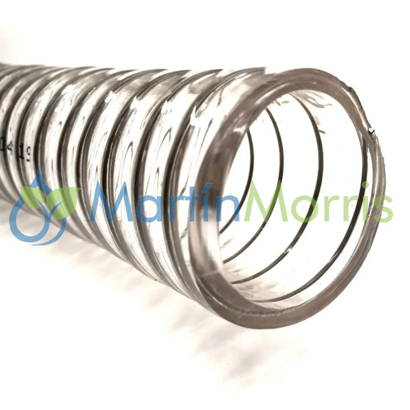manguera 1-1/2" atoxica pvc transparente con refuerzo de alambre