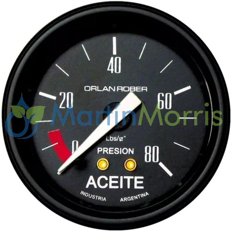 Manometro de presion de aceite mecanico ORLAN ROBER classic 52MM, 80 Lbs/p2