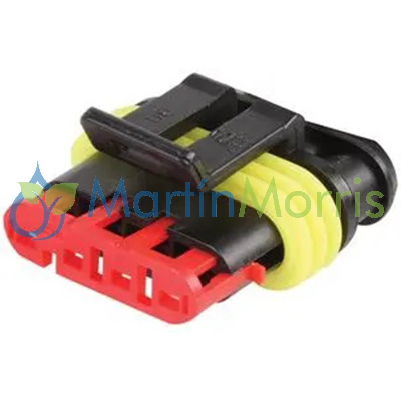 conector superseal 1.5 código 282088-1 de 4 pines hembra con cuerpo macho color negro sellos amarillo-1