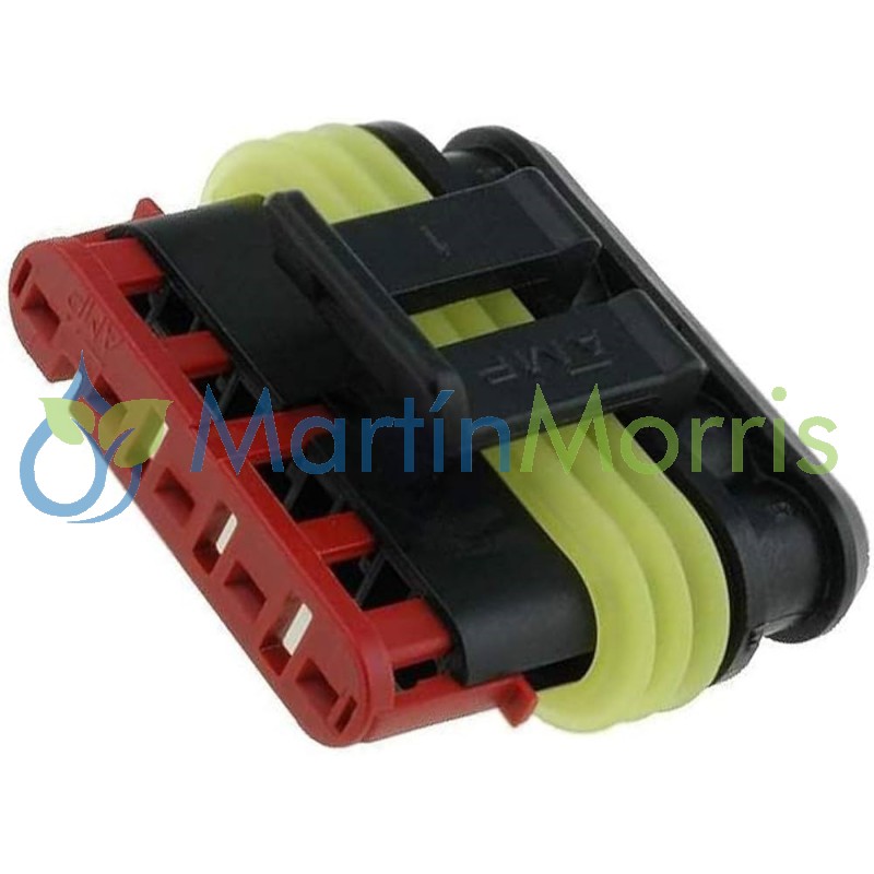 Conector Superseal 1.5 de 5 Pines Hembra con Cuerpo Macho Color Negro Sellos Amarillo-1