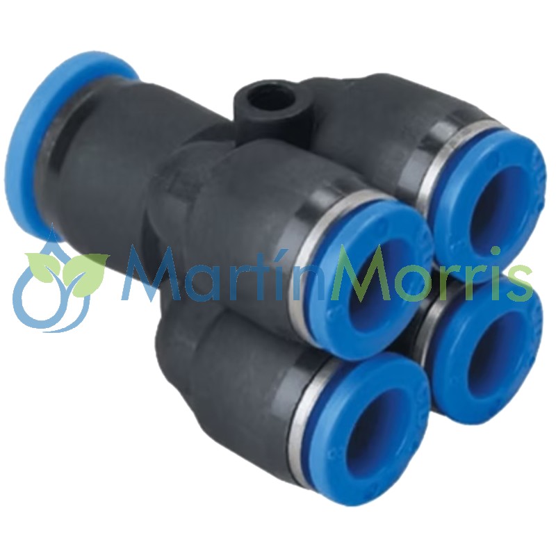 Divisor Union Rapido Neumatico Entrada de 8 mm por 4 Salidas de 6 mm-1